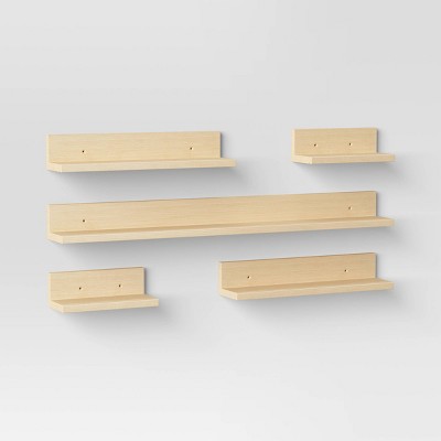 5pk Wall Shelf Picture Ledge Natural - Room Essentials™