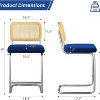Royal Blue Counter Height Bar Stools Set of 2  Upholstered Velvet Barstools with Rattan Back  24 inch Stools Armless Bar Chairs for Kitchen Island - 4 of 4