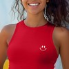 Dalix Smile Face Rib Crop Muscle Tank Cute Womens - 4 of 4