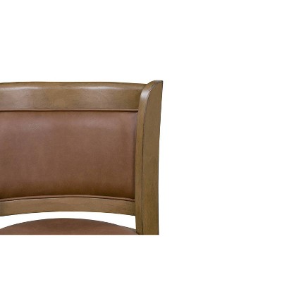 Caramel Faux Leather and Wood Swivel Counter Stool