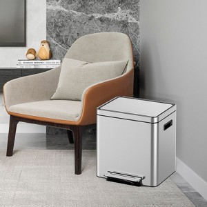 Dual Trash Can, Rectangular Waste Basket with Metal Lid & Step Foot Pedal - 1 of 4