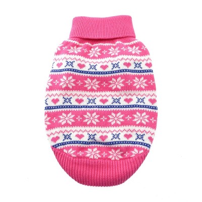 Doggie Design Combed Cotton Snowflakes And Hearts Dog Sweater- Pink (2x ...