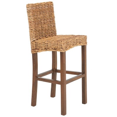 Tobie Honey Brown Wash Rattan Bar Stool with Footrest