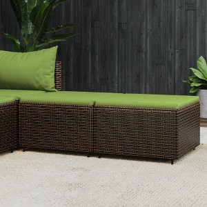 vidaXL Patio Footrests with Cushions 2 pcs Brown Poly Rattan - 1 of 4