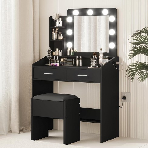 Vanity Desk With Mirror And Lights Makeup Vanity With Cushioned Stool 3 Lighting Modes Adjustable Brightness Target