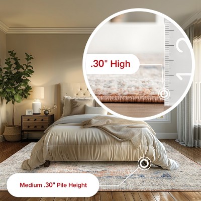 Vintage Orange and Blue Floral Square Area Rug