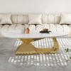 Faux Marble Top Coffee Table,Oval Modern Accent Table with Stainless Steel Base,Versatile Furniture for Living Room or Office-Cuddlewood - 3 of 4