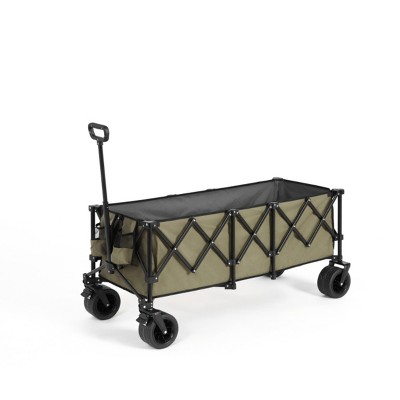 Extended Folding Wagon Carts With 220Lbs Weight Capacity, Heavy Duty Folding Utility Garden Cart With Big All-Terrain Beach Wheels-Cuddlewood