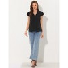 Allegra K Women's Summer Office V-Neck Solid Color Casual Chiffon Ruffle Sleeve Blouse - 4 of 4