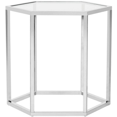 Teagan Chrome Hexagonal Glass End Table
