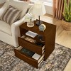 Mid Century Modern Nightstand with USB Ports, Charging Station, Louver Drawer Design and Open Shelf for Bedroom or Living Room-Maison Boucle - 2 of 4
