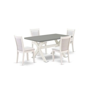 HomeStock 5-Piece Wire Brushed Linen White Finish Solid Wood Top Dining table with 4-Chairs - 1 of 4