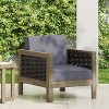 Okak Patio Accent Chairs with Wicker Frame,Set of 1/3,Upholstered Outdoor Armchair Acacia Club Chair for Backyard,Patio&Garden,400lbs Max - 2 of 4
