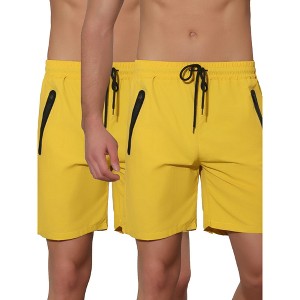 Lars Amadeus Men's Solid Color Elastic Waistband Swimwear Shorts 2 Packs - 1 of 4