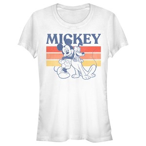 Juniors Womens Mickey & Friends Retro Pluto and Mickey Mouse T-Shirt - 1 of 4
