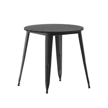 Flash Furniture Declan Commercial Grade Indoor/Outdoor Dining Table, 30" Round All Weather Poly Resin Top with Steel Base