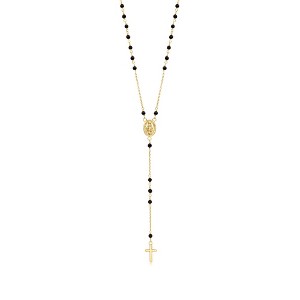 Ross-Simons Italian Onyx Bead Rosary Necklace in 18kt Yellow Gold - 1 of 4