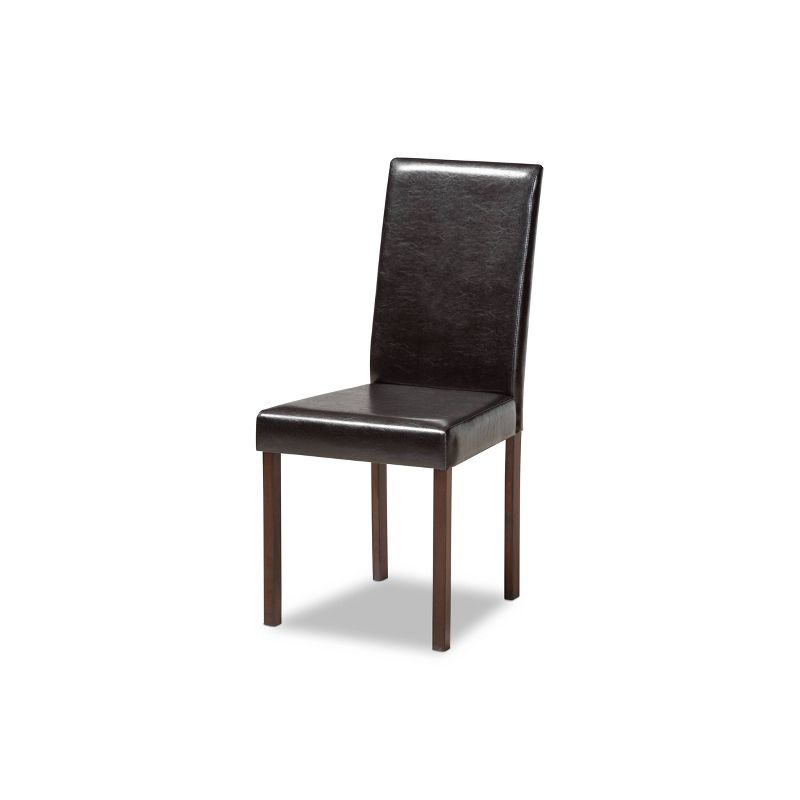 Set of 4 Andrew Modern Dining Chairs Dark Brown - Baxton Studio: Faux Leather, Armless, High Back, 3 of 8