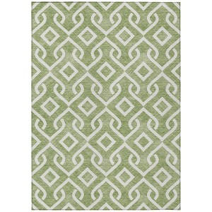 Green And Ivory Geometric Washable Indoor Outdoor Area Rug - 1 of 4