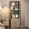 Bookcase with Doors Industrial Bookshelf 11.8in Depth Display Storage Shelves 71.4in Tall Farmhouse Bookcases Wood 6 Shelf Bookshelvels - 2 of 4