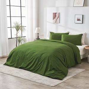 DOZ 100% GOTS Organic Percale Duvet Cover Set, Crisp Cool, Long Staple, Breathable, Durable, 8 Loops - 1 of 4