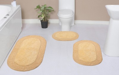 Double Ruffle Collection Cotton Ruffle Pattern Tufted Set of 3 Bath Rug Set - Home Weavers