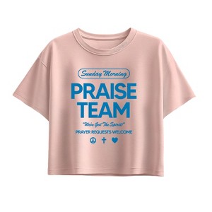 Girls' - Instant Message - Sunday Morning Praise Team Short Sleeve Boxy Graphic T-Shirt - 1 of 3