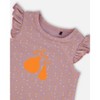 Deux par Deux Girl Printed Organic Cotton Top and Bloomer Set Purple with Pear Seeds - 2 of 3