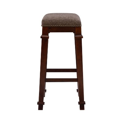 Kennedy 30" Walnut and Brown Backless Wood Barstool