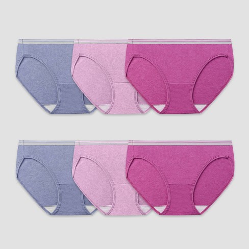 Fruit of the Loom Women's 6pk Bikini Underwear - Dark Pink/Pink/Gray 9
