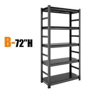 72 Inch H 5 Tier Adjustable Metal Storage Shelves Decorative Wall Shelves for Kitchen Garage Office - 1 of 4