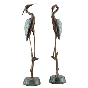 SPI Home Wetlands Heron Pair Sculpture – 17" Solid Brass Wading Birds Figurine for Elegant Coastal or Nature-Inspired Decor - 1 of 4