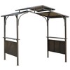 Outsunny 8'x5' BBQ Grill Gazebo with 2 Side Shelves, Outdoor Double Tiered Interlaced Polycarbonate Roof with Steel Frame, Brown - 4 of 4