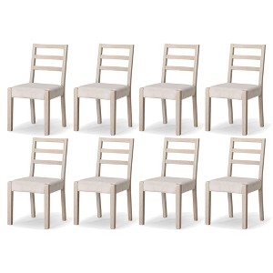 Maven Lane Willow Rustic Wooden Dining Chair in Weathered White Finish with Cream Weave Fabric Upholstery, Set of 8 - 1 of 4