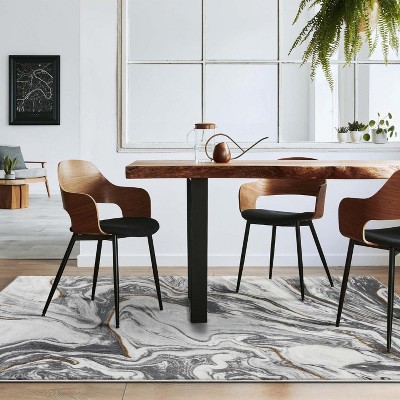Gray Marble Abstract Pattern 8' x 10' Synthetic Area Rug