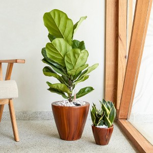 NAYSAYE 2 Pack 10 Inch Dark Wood Planter with Reservoir for Indoor and Outdoor Garden Decor, Dark Brown, 10.2"*10.2"*9.4" - 1 of 4