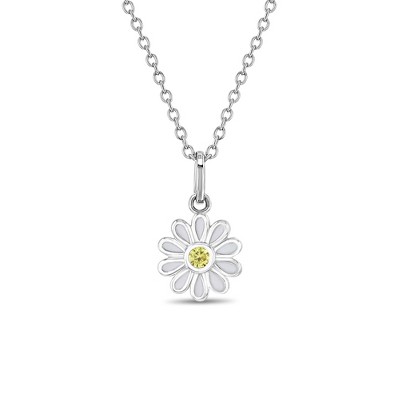 925 Sterling Silver Simple Cute Little Daisy Pendant Necklace - 1000113706