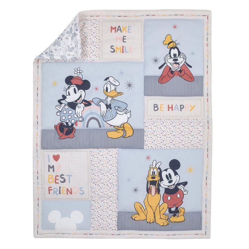 Disney Mickey and Friends Blue, Oatmeal, and Red 3 Piece Nursery Mini Crib Bedding Set - Comforter and Two Fitted Mini Crib Sheets, 2 of 6