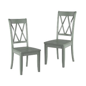 Vynxaria 2 Piece Set of Black Wooden Dining Chairs with Transitional Finish and Double X - Back Design, Ideal for Dining & Living Rooms - 1 of 4