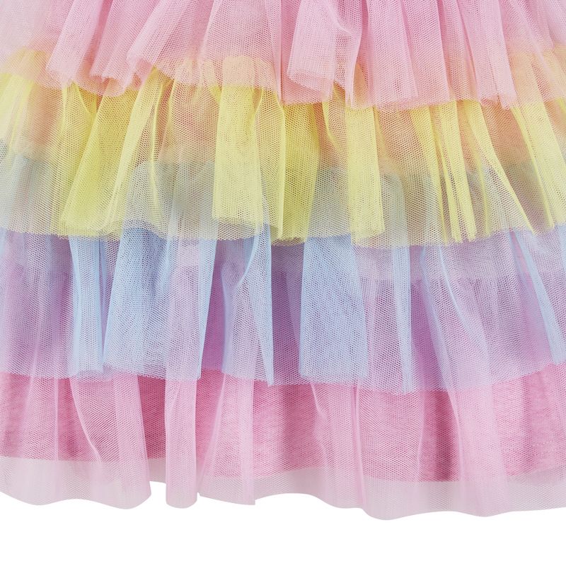 Andy & Evan  Toddler Pink Puff Sleeve Dress w/Multi Mesh Tiers, 4 of 6