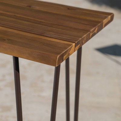 Denali 3-Piece Teak Acacia Wood and Iron Outdoor Bar Set