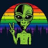 Adult Design By Humans Alien Peace Pride Retro Stripes By Tomoken Tank Top - 2 of 2