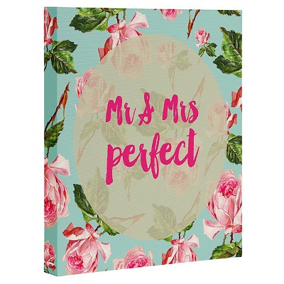 Allyson Johnson Floral Mr and Mrs Perfect Art Canvas - Deny Designs