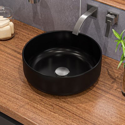 ALFI ABC907-BM Black Matte 15Inch Round Above Mount Ceramic Sink