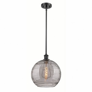 Athens Deco Swirl - 1 Light Stem Hung Mini Pendant In Industrial Style-15 Inches Tall and 12 Inches Wide - 1 of 1