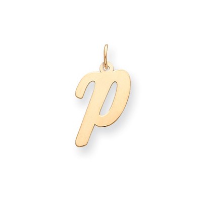 Black Bow Jewelry 14k Yellow Gold, Madison Collection, Medium Script Initial Pendant A-W