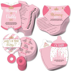 Big Dot of Happiness Little Princess Crown - 4 Pink and Gold Princess Baby Shower Games - 10 Cards Each - Gamerific Bundle - 1 of 4