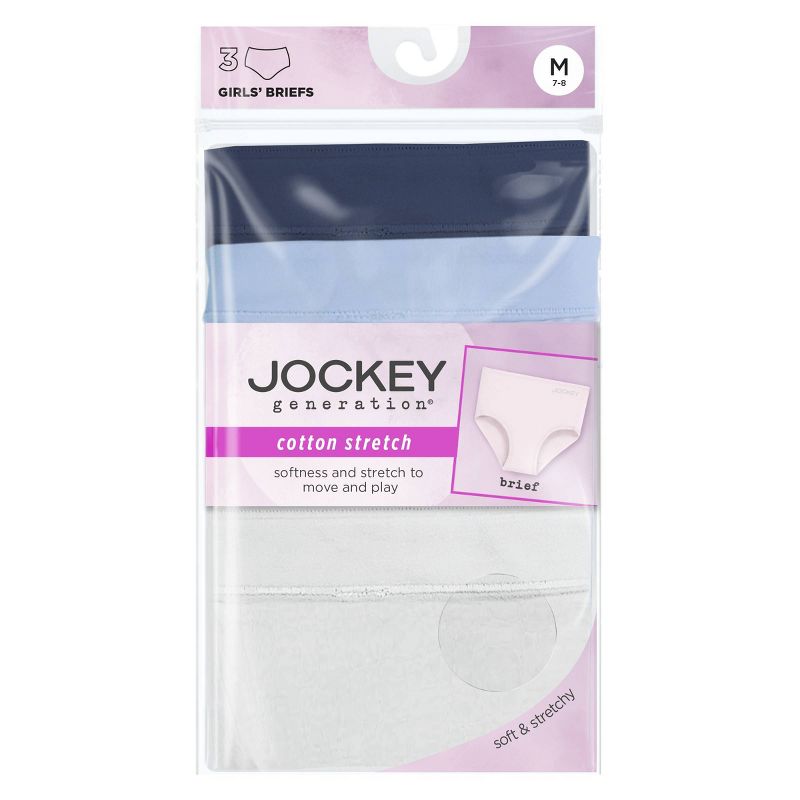 Jockey Generation™ Girls' 3pk Briefs - White/Navy Blue/Light Blue, 4 of 4