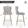 RISOKEYS Bar Stools Set of 2 - Velvet Counter Height Bar Chair with Metal Legs, Button Tufted and Nailhead Trim for Kitchen Island - 3 of 4
