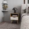 Vynxaria Open Storage Nightstand - Natural Oak & White, 20.9"H x15.7"W x13.8"D, Scratch-Resistant Melamine, Compact Small-Space Design - 4 of 4